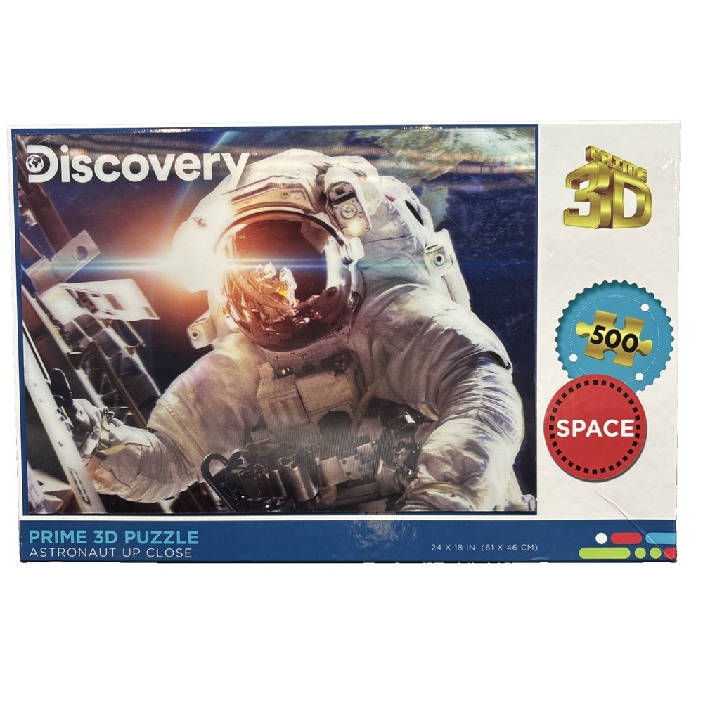 Discovery Prime 3D Puzzle Astronaut Space 500pc 24 x 18 Pre owned Complete